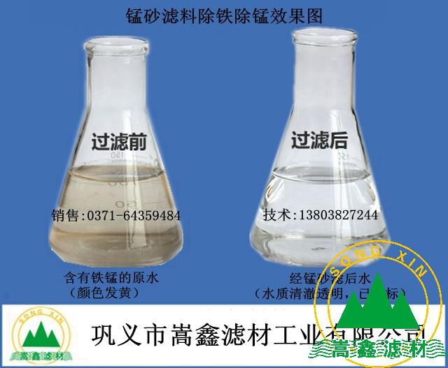 錳砂濾料過濾前后對(duì)比圖 錳砂濾料過濾前后對(duì)比圖